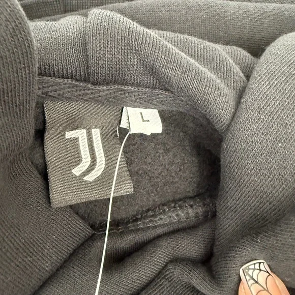 Juventus Black Hoodie‎ Pullover Graphic Sweatshirt Size L Soccer Italy